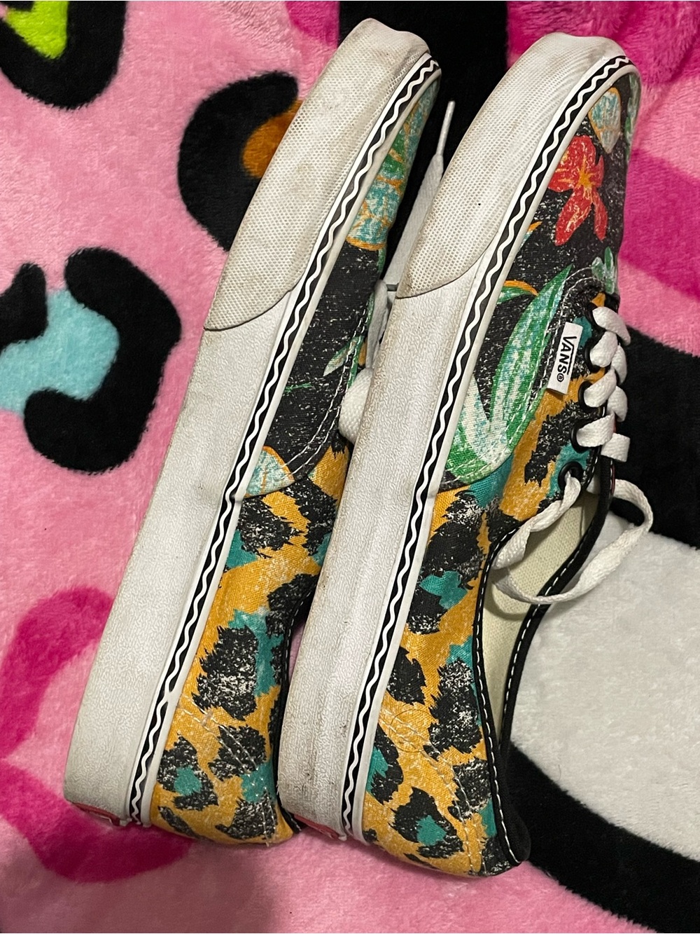 Vans x Crayola Authentic Tropical Leopard Floral Sneakers Women 8.5 Men 7 RARE - Picture 6 of 11